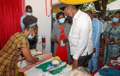 President Uhuru Kenyatta paid a visit to the KMTC booth